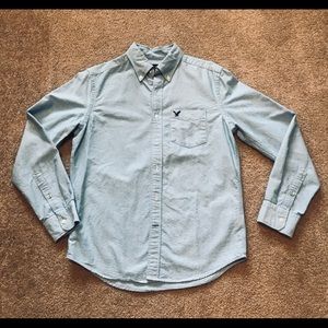 American Eagle Mens Button Down Collared Shirt Size Small 100% Cotton